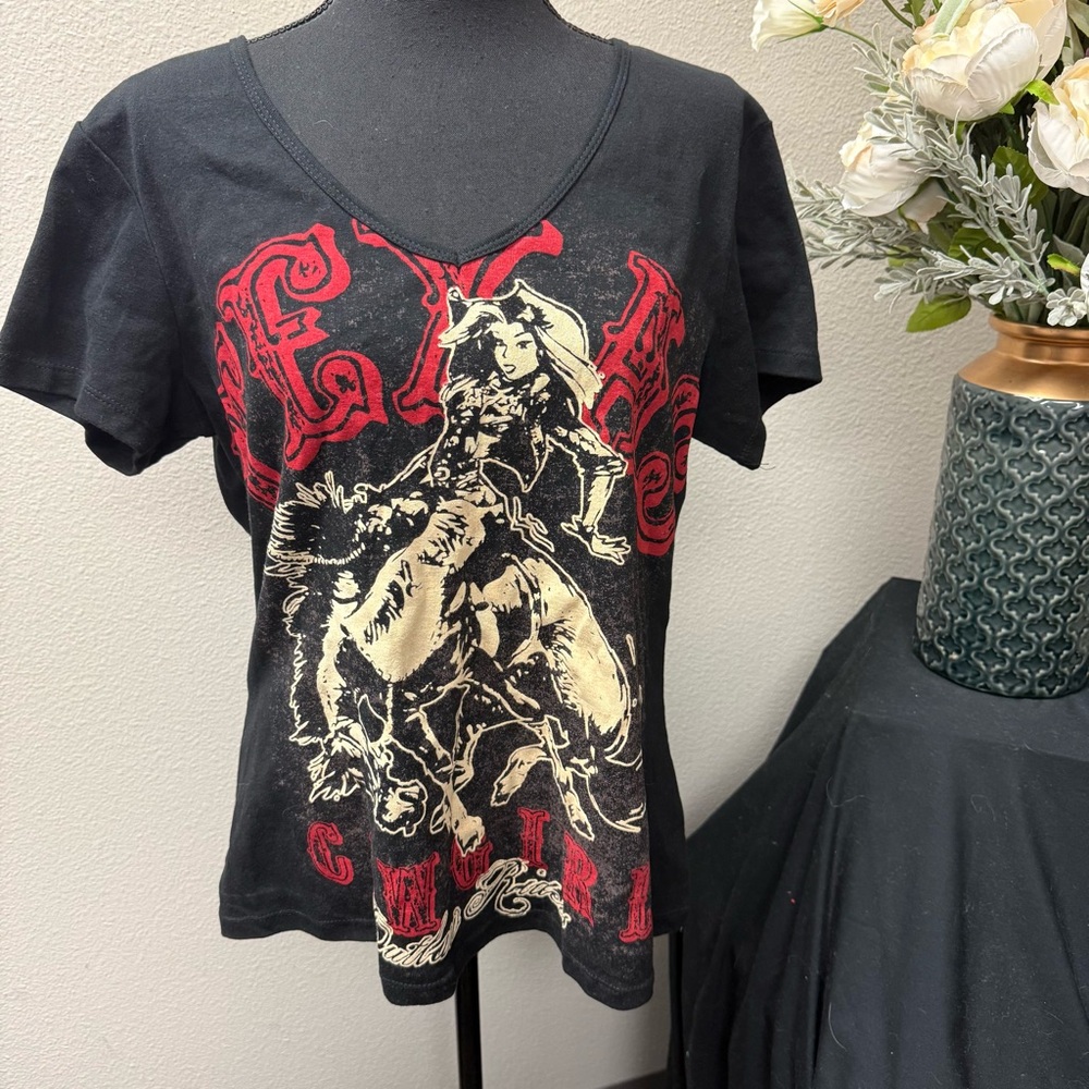 NWOT Big Bang Outlaw Rebels Graphic Tee Black Distressed Western XL